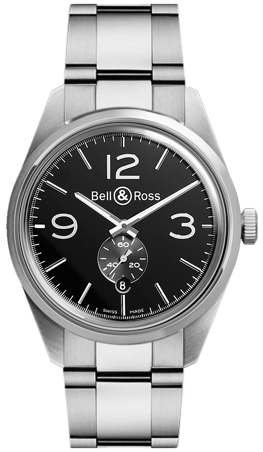 BRV 123 Officer Black Bracelet Bell & Ross BR 123 Vintage Mens Watch